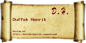 Duffek Henrik névjegykártya